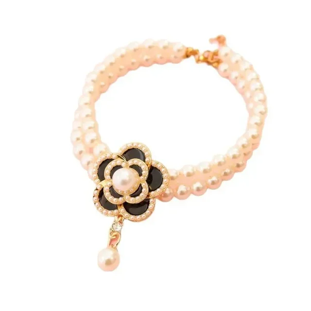Wholesale Dog Cat Pearl Necklace Jewelry Diamond Pendant Adjustable Luxury Pet Collar Wedding Birthday Prom Costume Accessories 6