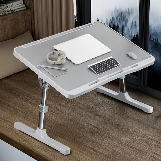 Foldable Laptop Bed Tray Desk, Adjustable Laptop Bed Table with Heights and Angles, Upgraded-Sturdy Laptop Lap Desk for Bed/Sofa