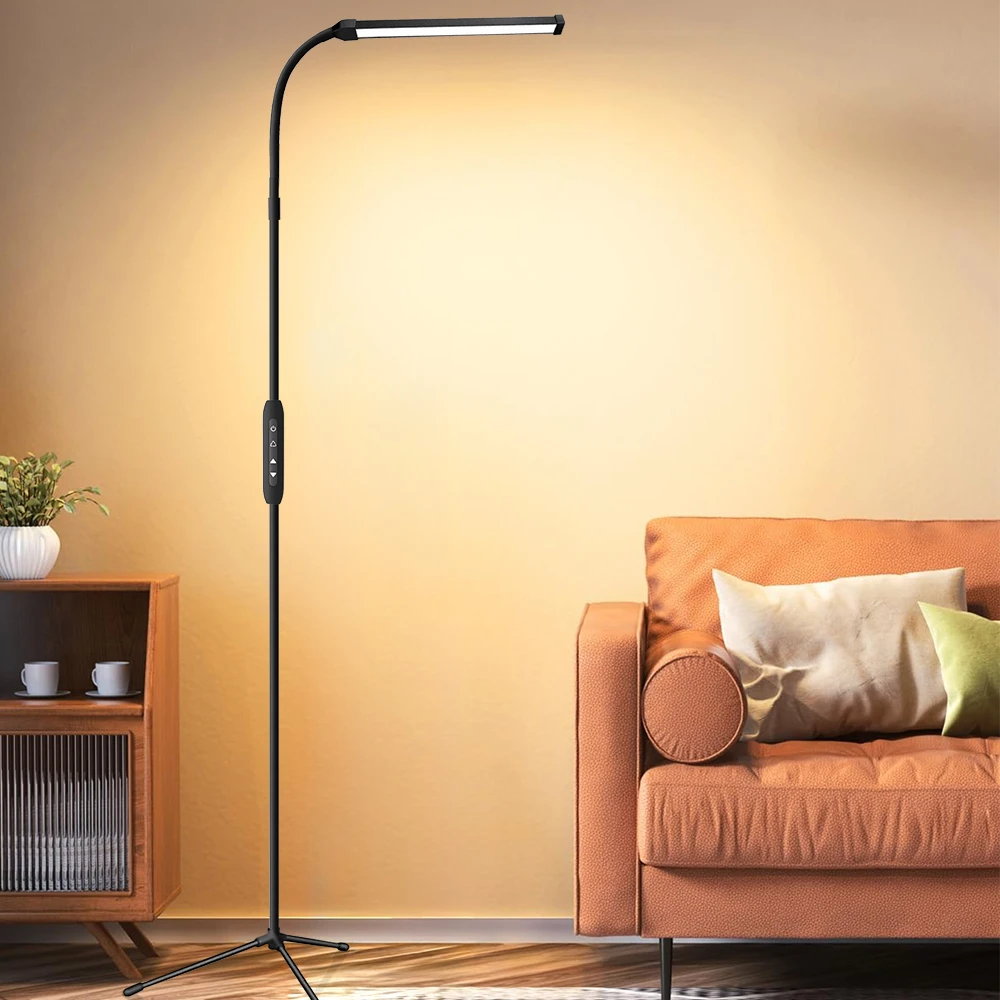 LED Floor Light with Timer and Remote, Adjustable Color Temperature and Brightness, Standing Floor Lamps for Living Room, Office