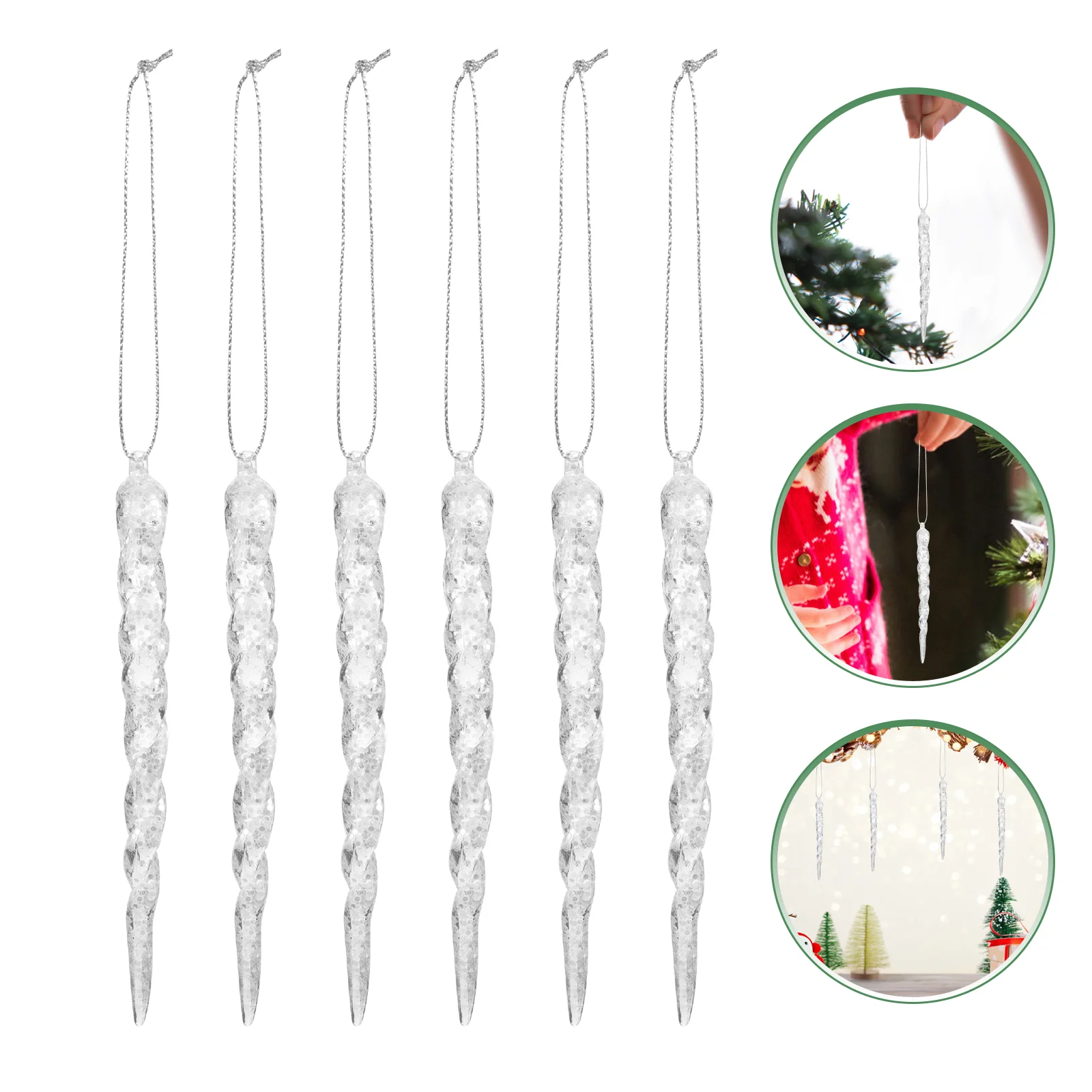 

4 Pcs Props Christmas Pendant Decor Crystal Tree Ornaments Acrylic Hanging Decors