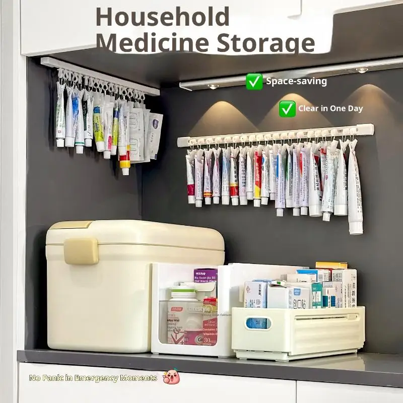 1PC Plastic Hanging Ointment Storage Rack Space Saving Large Capacity Lotions Storage Clip With Slide Rail Headband Holder