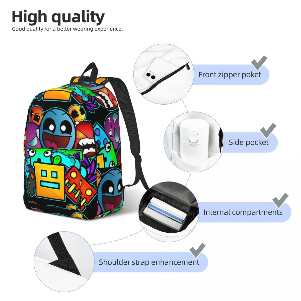 Geometry Cube Gaming Dash Old School Backpack Elementary High College School Student Bookbag Men Women Daypack Gift children backpack students backpack