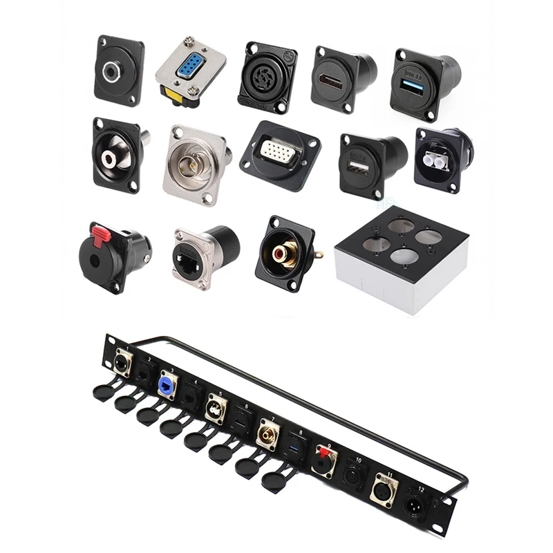 1pc High quality Rack Mount 1U jumper rack DType Connector XLR