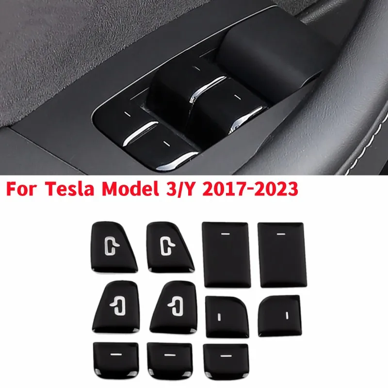

11Pcs Car Window Lift Button Panel Patch Switch Button Sticker Protector Interior Accessories For Tesla Model 3/Y 2017-2023