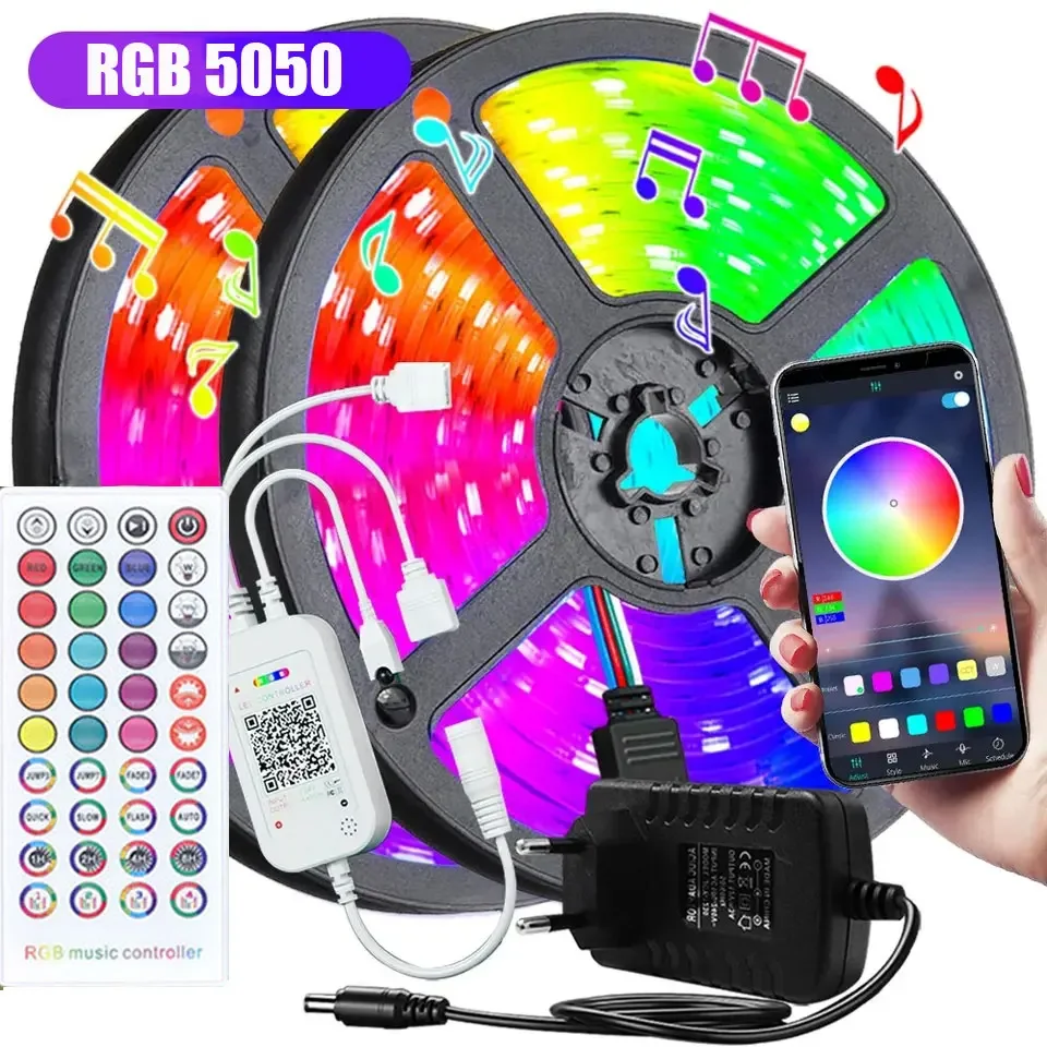 

Led Strip 12 Volt Rgb 5050 2835 Led Band Colorful Children Into The Room 10M 15M Waterproof Led For Wall Led Lights For Room