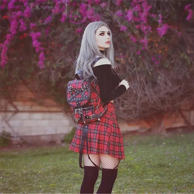 Harajuku Gothic Rock Punk Vintage Plaid Checked Skirt Women
