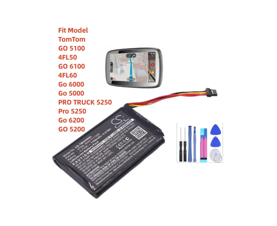 Gps, Batteria Navigatore Per Tomtom Muslimb Vf6P Vfad Go 5100 4 Fl50 Go 6100 4 Fl60 Go 6000 Go 5000 Pro Truck 5250 Pro 5250 6200