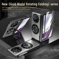 Luxury Aluminum Alloy Phone Case with 360° Rotating Bracket and Shockproof Bumper for Huawei Mate  x3 (Silver)