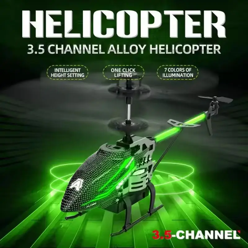 Héileacaptar RC Bréagán Cóimhiotal ABS le LED, Cianrialtán USB