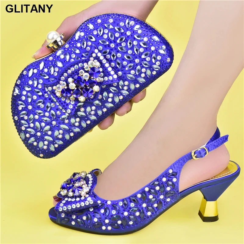 

New Fashion Italian Women Shoes and Bags To Match Wedding Shoes for Women Bride Luxery Rhinestone Women Party Pumps