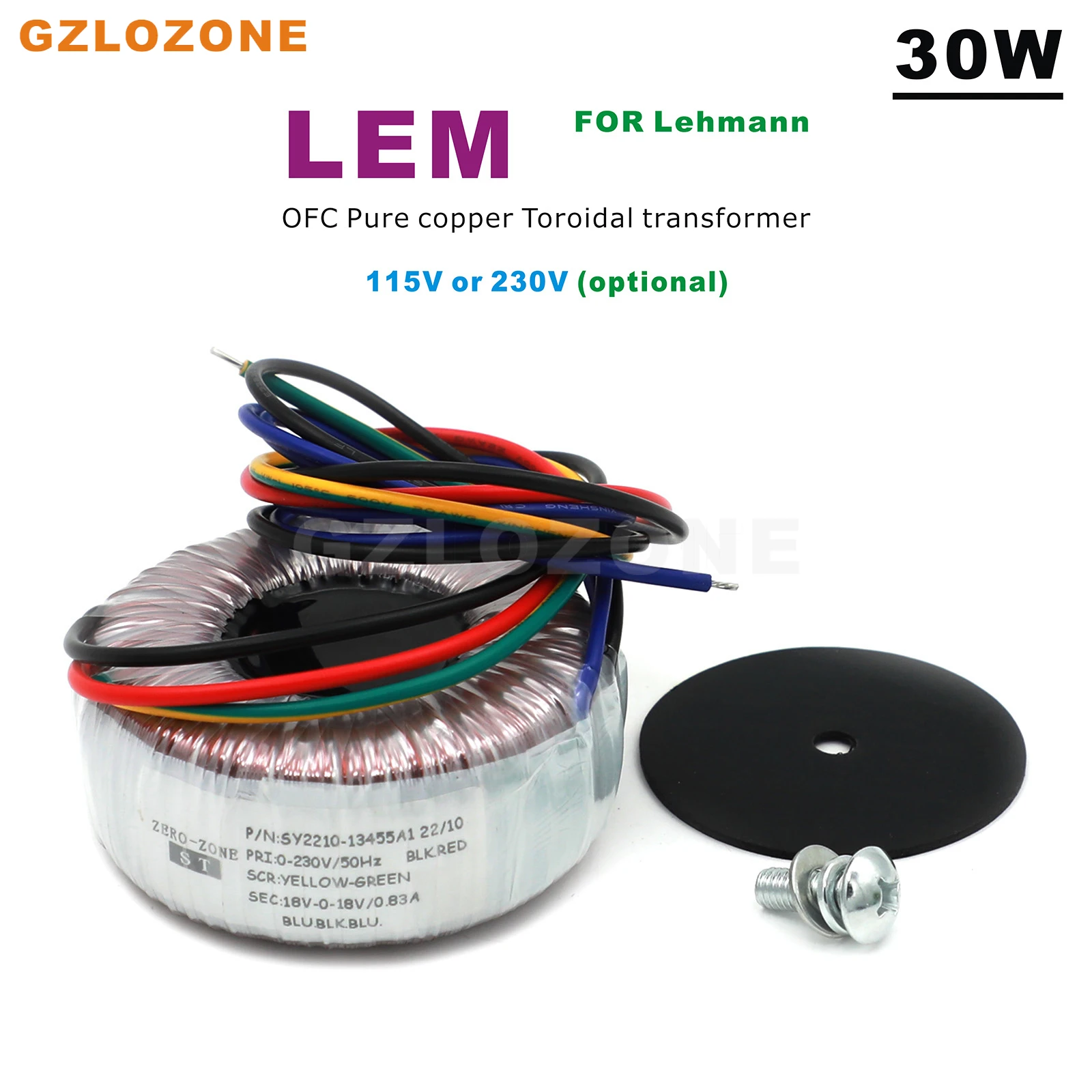 

30W 115V or 230V IN LEM OFC Pure Copper Toroidal Transformer For Lehmann Headphone Amplifier (Z-21)