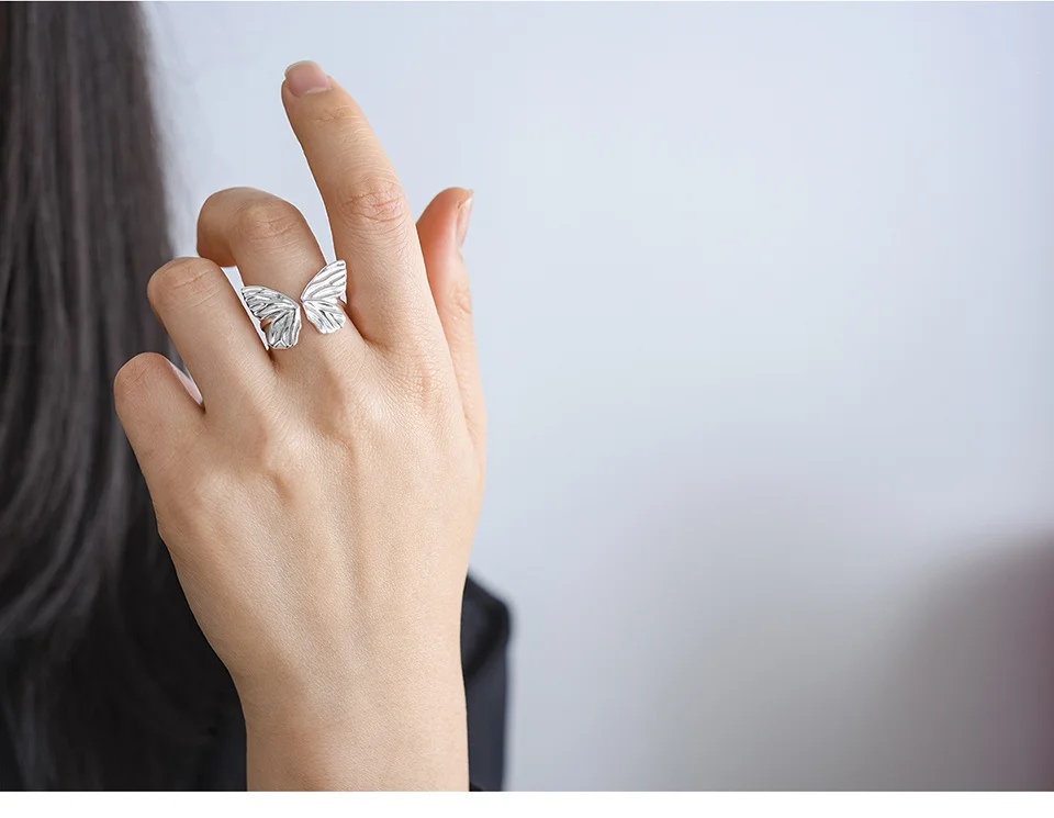 Silver Adjustable Vintage Butterfly Rings