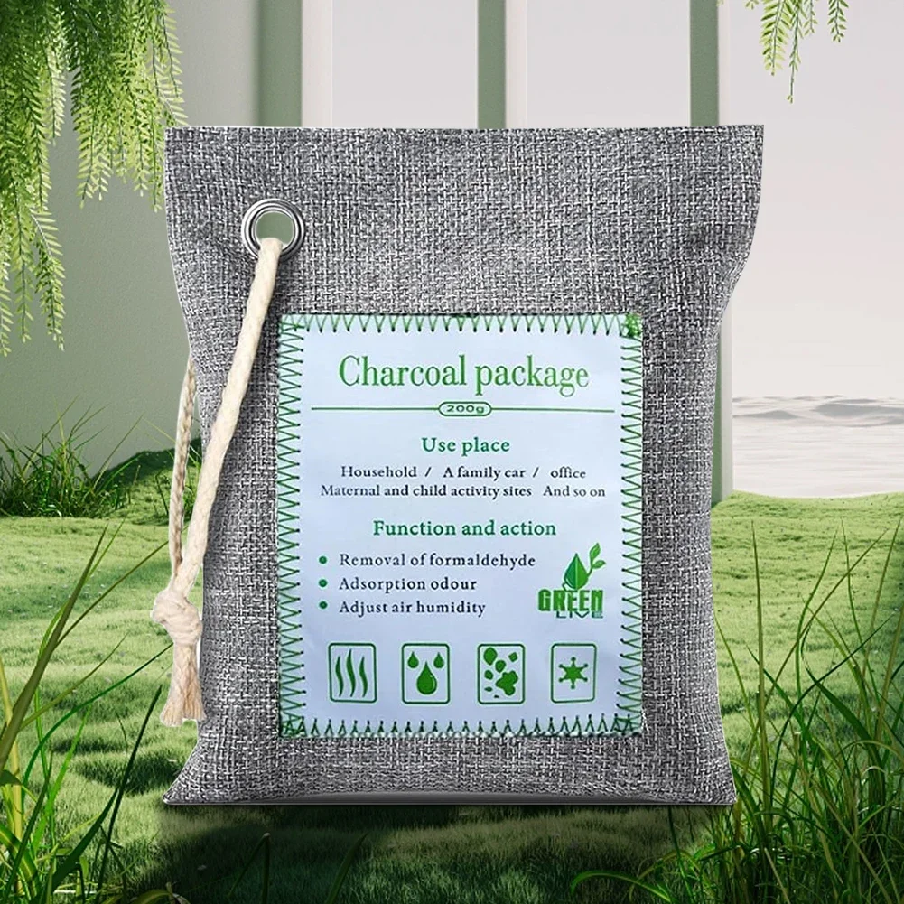 Odor Absorber Moisture Absorber Bamboo Charcoal Air Purifying Bags 2x200g Bamboo Activated Charcoal Air Freshener for Car Closet