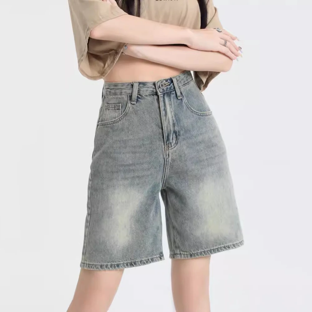 New Women Summer Denim Shorts Fashion American Retro Washing High Waist Thin Shorts Casual Vintage Jeans Shorts