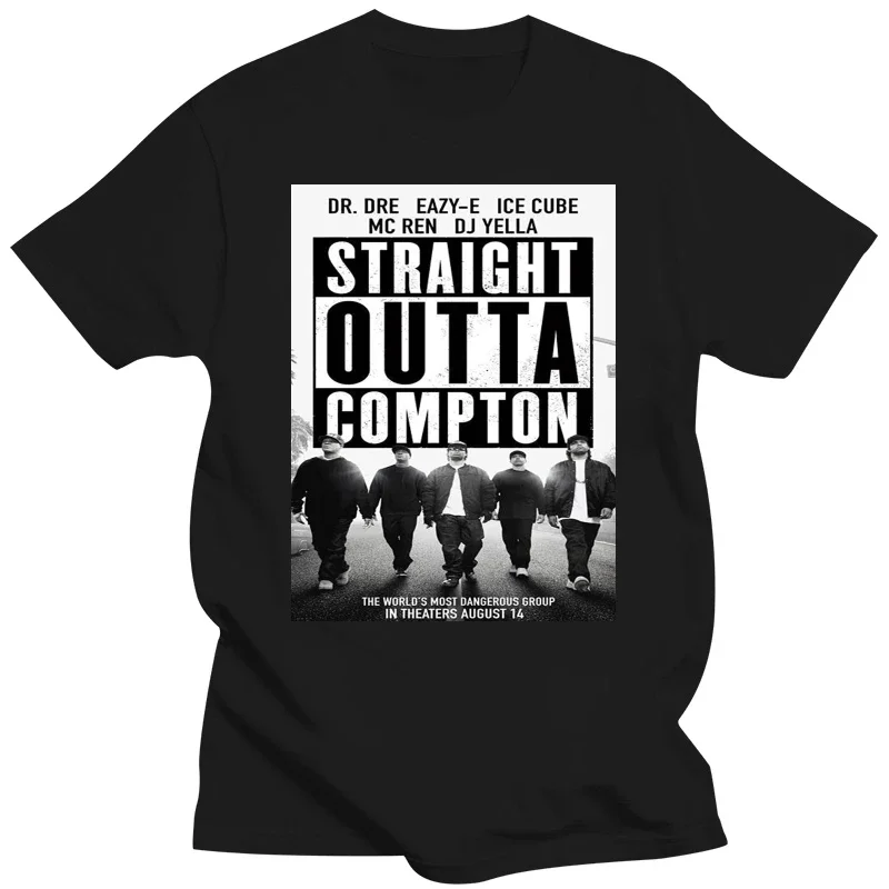 

Straight Outta COMPTON Mens Fashion Casual T-Shirt Black Classic Movie Poster Graphic Tshirt Streetwear Summer Men Clothing Gift
