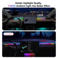 133CM Full Coverage LED Dashboard Ambient Light APP LED RGB Center Console Strips Neon Lighting for Tesla Model Y 3 2017-2024 - Image 3