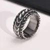 Vintage Dragon Scale Ring for Men Boys,Stainless Steel Norse Viking Dragon Spine Ring,Retro Punk Jewelry Gifts
