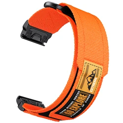 Premium QuickFit Velcro Watch Band Strap - Adjustable 22 - 26mm - 22mm (Orange)