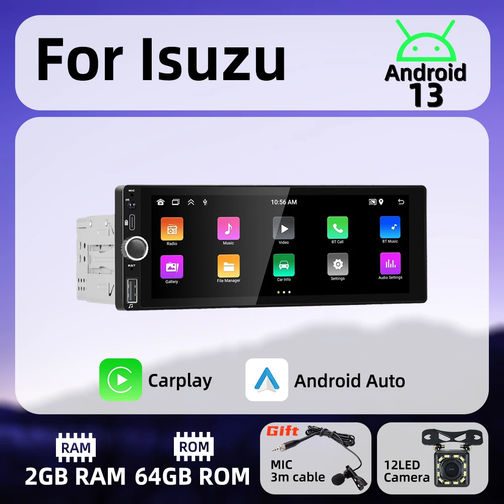 

1 Din Wireless Carplay Android Auto Radio Android Car Multimedia for Isuzu 6.86" Screen Stereo Head Unit Autoradio GPS BT Wifi