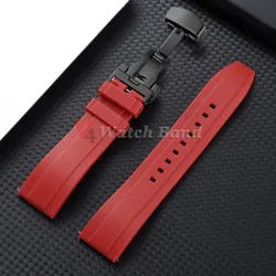 Versatile Silicone Wristband with Colorful Butterfly Buckle - Waterproof and Stylish Bracelet - 20mm (Red - Black)