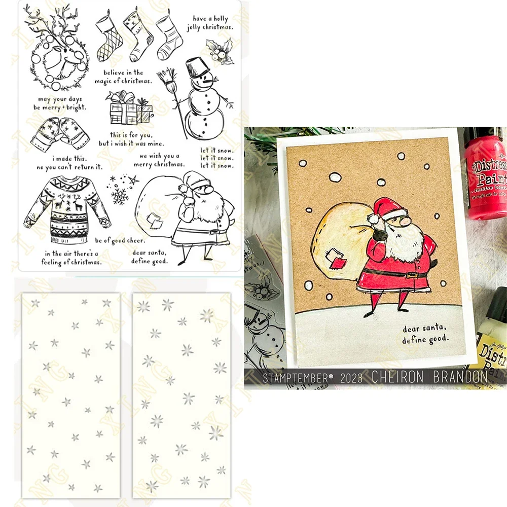 

New Arrival Christmas Snowman Metal Cutting Dies Clear Stamps Stencil for 2023 Scrapbook Diary Decoration Embossing Template