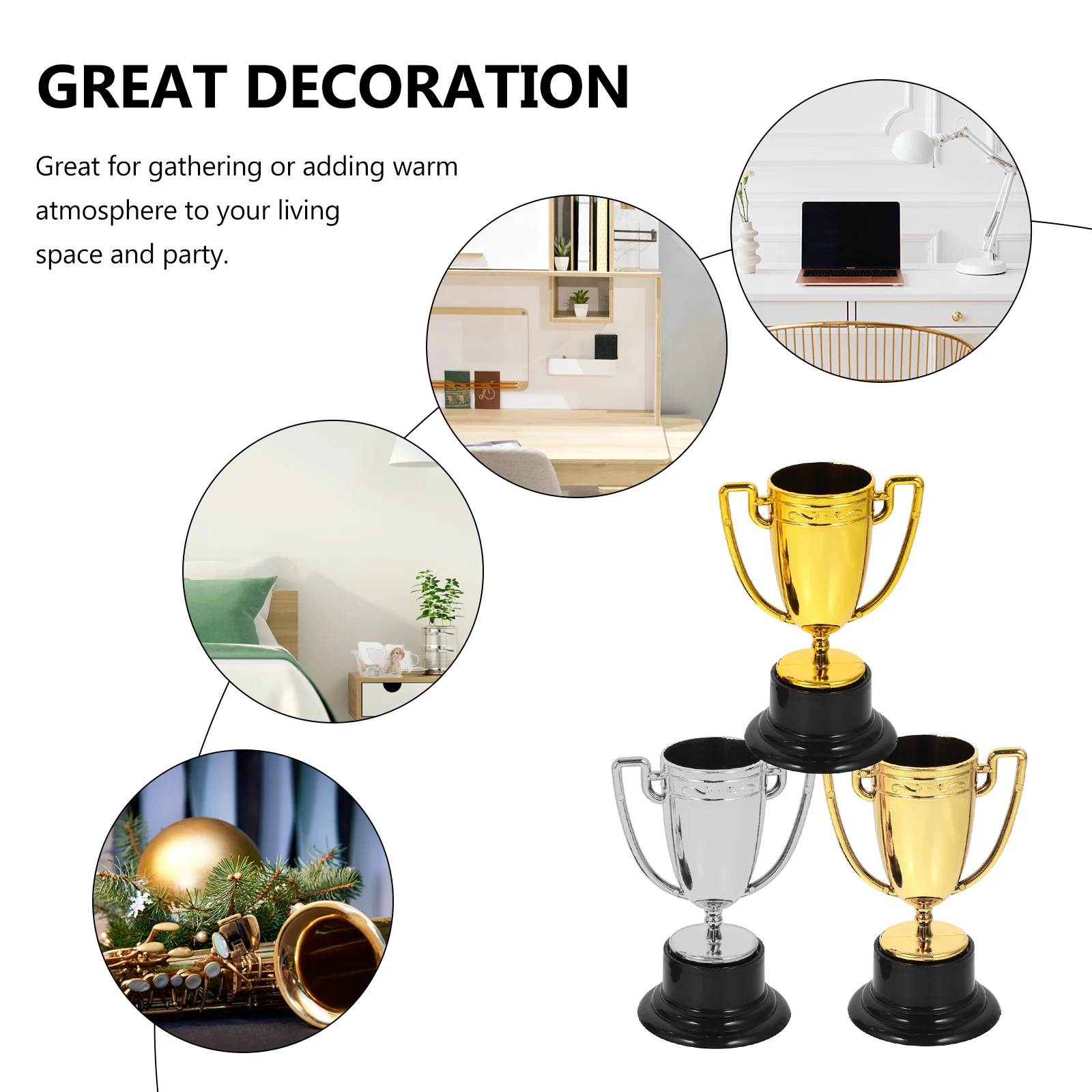 3 Pcs Mini Trophy Award Decorations Creative Plastic Souvenir Gift naments Sports Party Reward Stage Performance Memorabilia