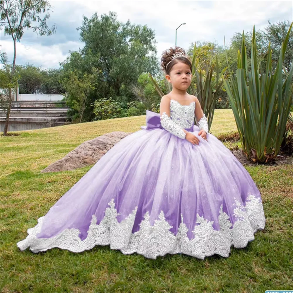 Lace Flower Girl Dress Lace Cap Sleeves Tulle Flower Girl Dress
