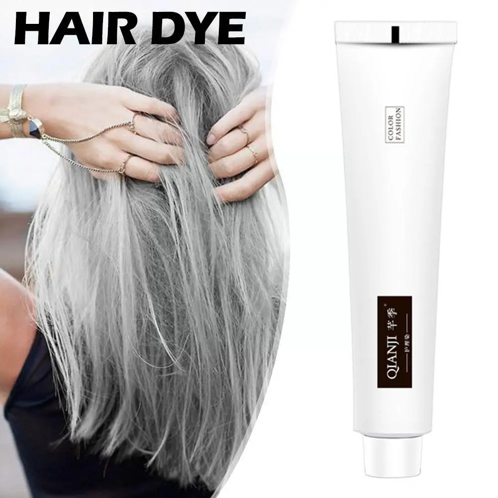Hair Coloring Gray Color Hair Dye Cream Unisex Smoky Style Dye 100ml Permanent Light Hair Molding Punk Silver Paste Gray Gr W7C2