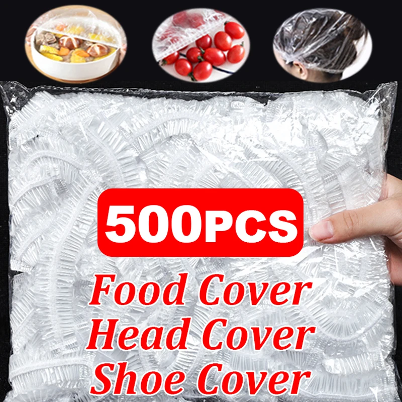 Food Cover Disposable Food Cover Food Grade Plastic Elastic Lids Wrap Bags Refrigerator Fresh-keep Bag For Fruit Vegetable 10-500pcs
