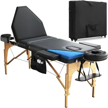 Luxton Home 3-Section Premium Memory Foam Massage Table with Rolling Travel Case - Easy Set Up