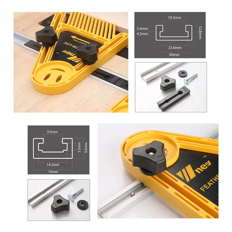 M6 T Screw Woodworking Tool Feather Boards T Screw Slider Stainless Steel T-Track Sliding Feather Board Retaining Ring Washers