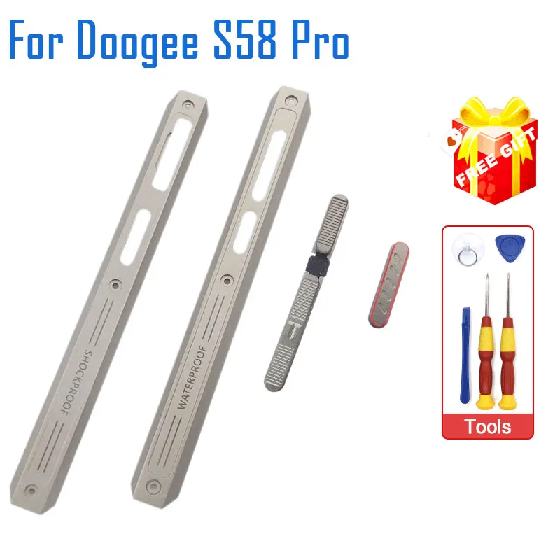 

New Housing A Front shell Middle Side Metal Frame Cases Middle Case + Power Volume Custom Button Repair Parts For Doogee S58 Pro