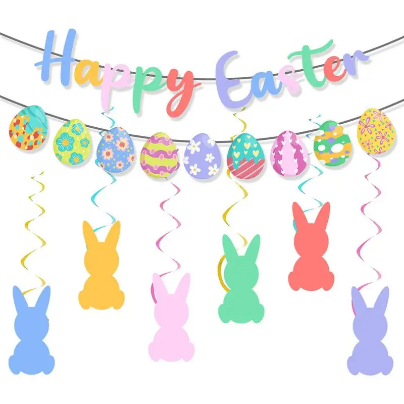 

Happy Easter Banner Themed Pattern Pendants Design Add More Charm Versatile Design Home Easter Party Decoration Banner For home