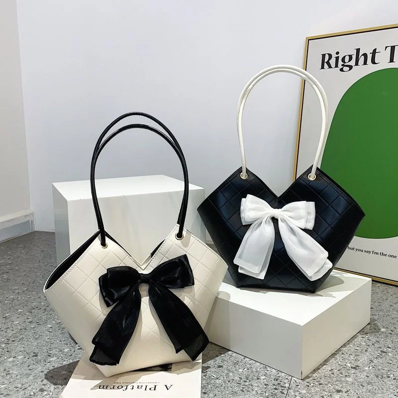 

Bow Elegant Totes Bag Luxury Designer Handbag Shoulder Bags Fashion PU Leather Women's Summer Trend Purses Shopper Female