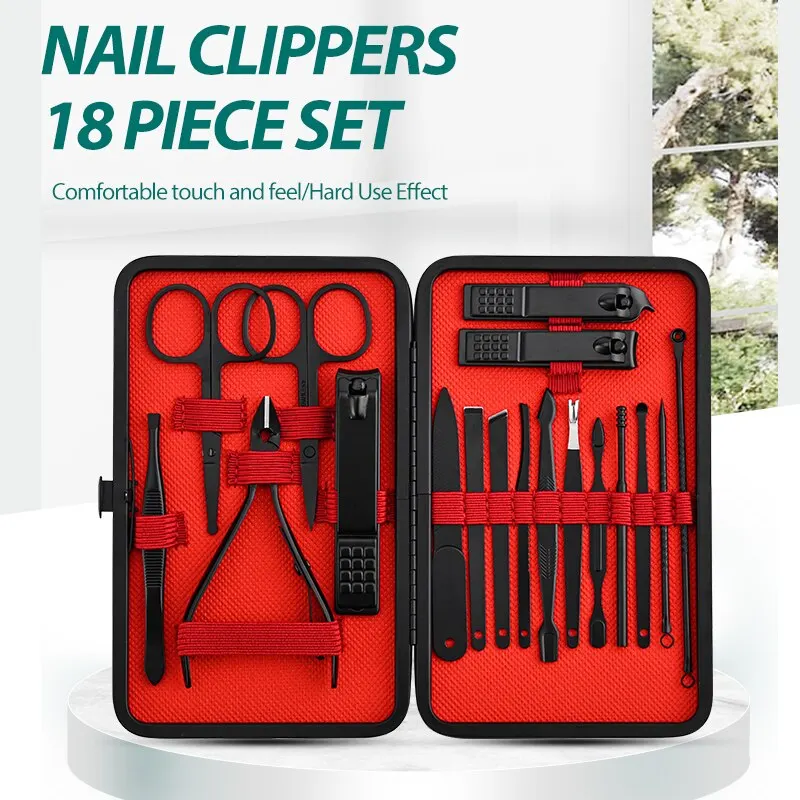 Nail Clipper Set Nail Care Kit Beauty Set Manicure Pedicure Kit Manicure Nail Clipper Set Manicure Sets Manicure Set Nail Clippers Kit Nail Clipper Nail Clippers Home Nail Clipper Set Black Nail Clipper Set Beauty In 18-Piece Pu Box To Remove Dead Skin Portable