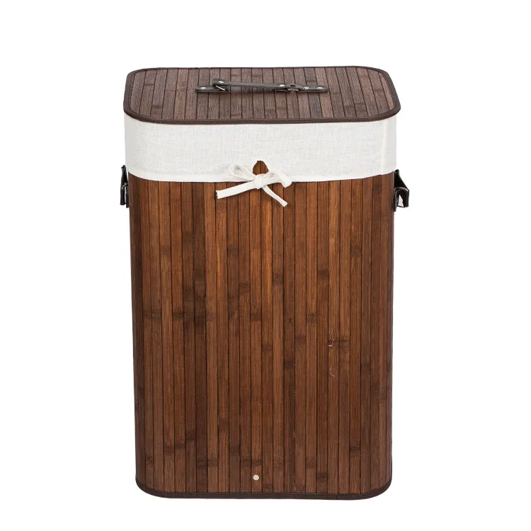 Bamboo Laundry Hamper Basket Bag Wicker Organizer Clothes Washing Storage Cover 