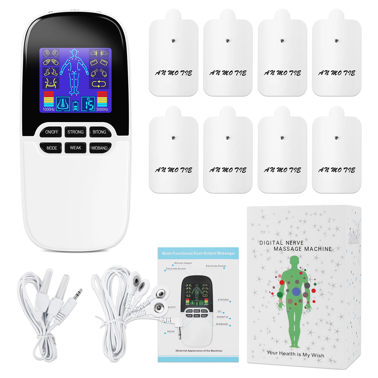 TENS Unit Laser Rhinitis Treatment Muscle Stimulator Body Massager Digital Therapy Machine EMS Back Massage Device Health Care