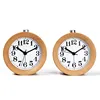 Wooden Clock Handmade Classic Small Round Wood Silent Light Desk Alarm Clock With Desk Lamp for Home dropshipping 6