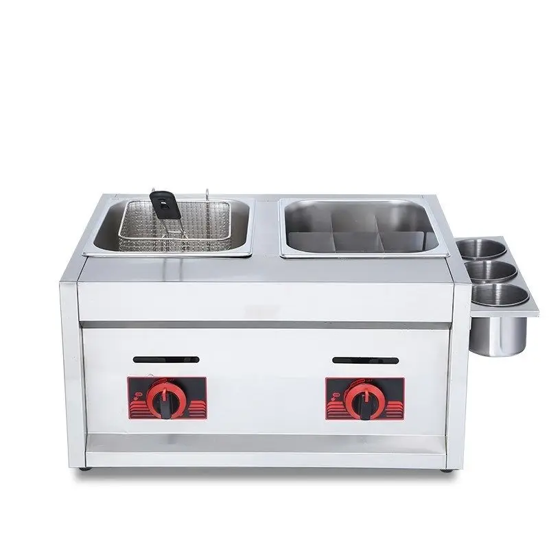 6L Double cylinder fryer commercial stainless steel gas fried multi-function oven french fries fried chicken deep fryer