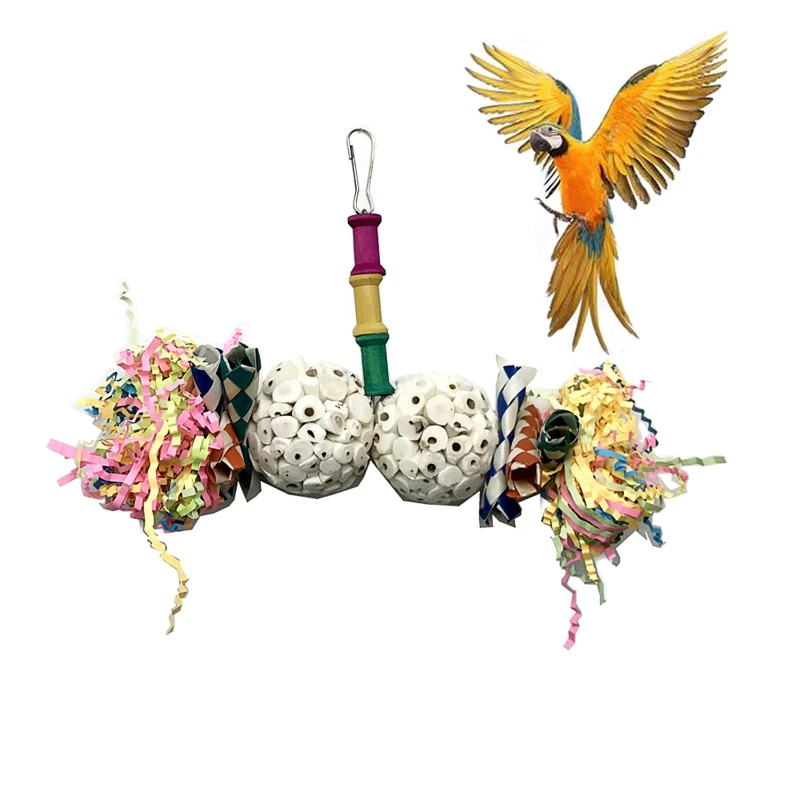 Parrot Chew Toy Foraging Sola Balls Bright Color Shred Paper for Conure Peony