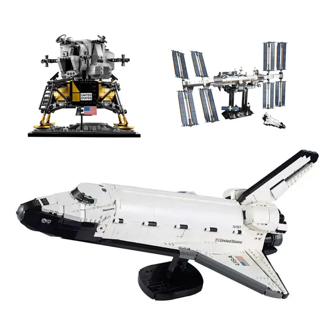 USA Apollo International Space Station 11 Lunar Moudle Lander Technical Discovery Building Block Brick Kid Toy 10266 21321 10283 1