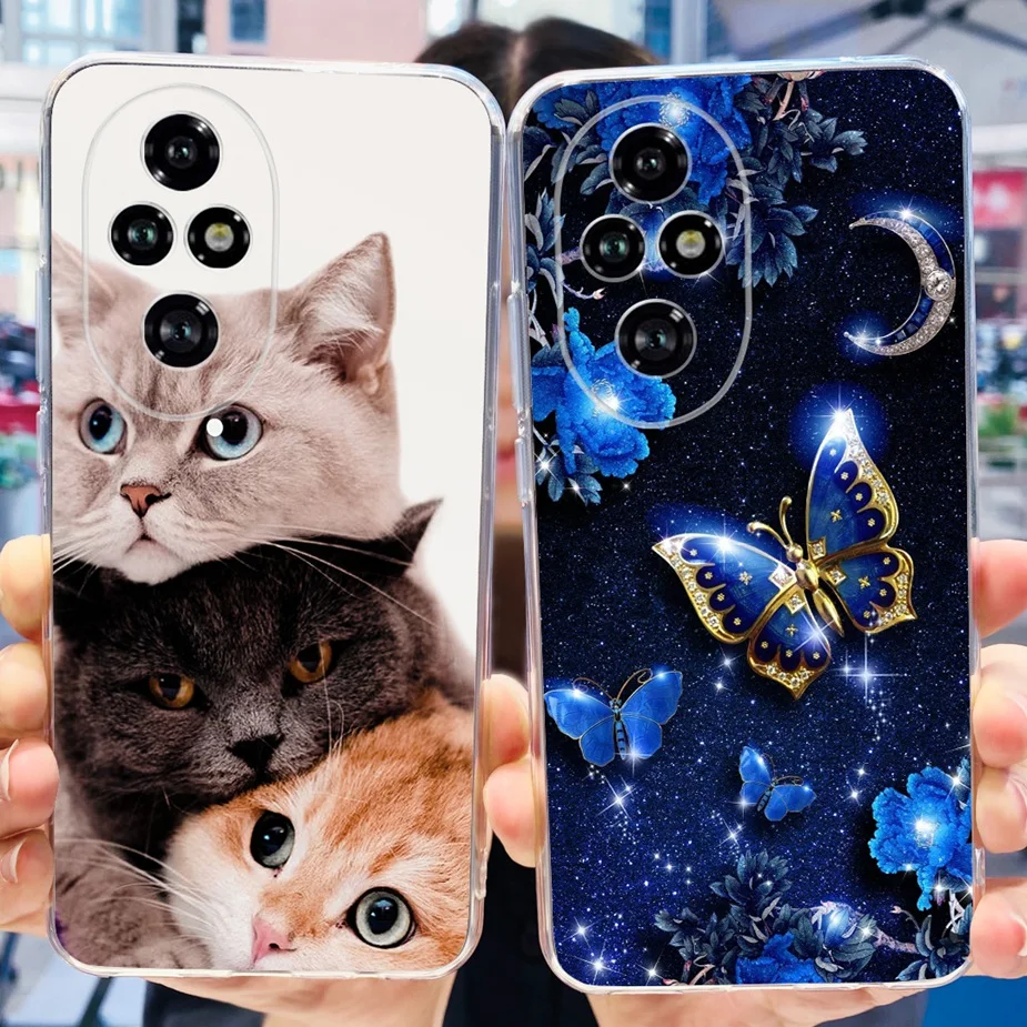 Cute Cat & Butterfly Painted Soft Silicone Phone Case -