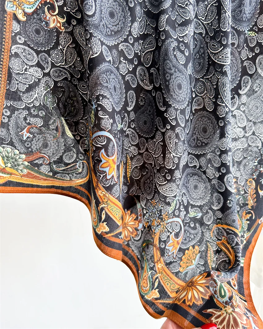 65*65cm Frauen Retro Paisley Druck Baumwolle Fühlen Sich Weich Foulard Bandana Kopftuch Frühling Herbst Warme Wraps Mode Dekoration schals – Detail 12