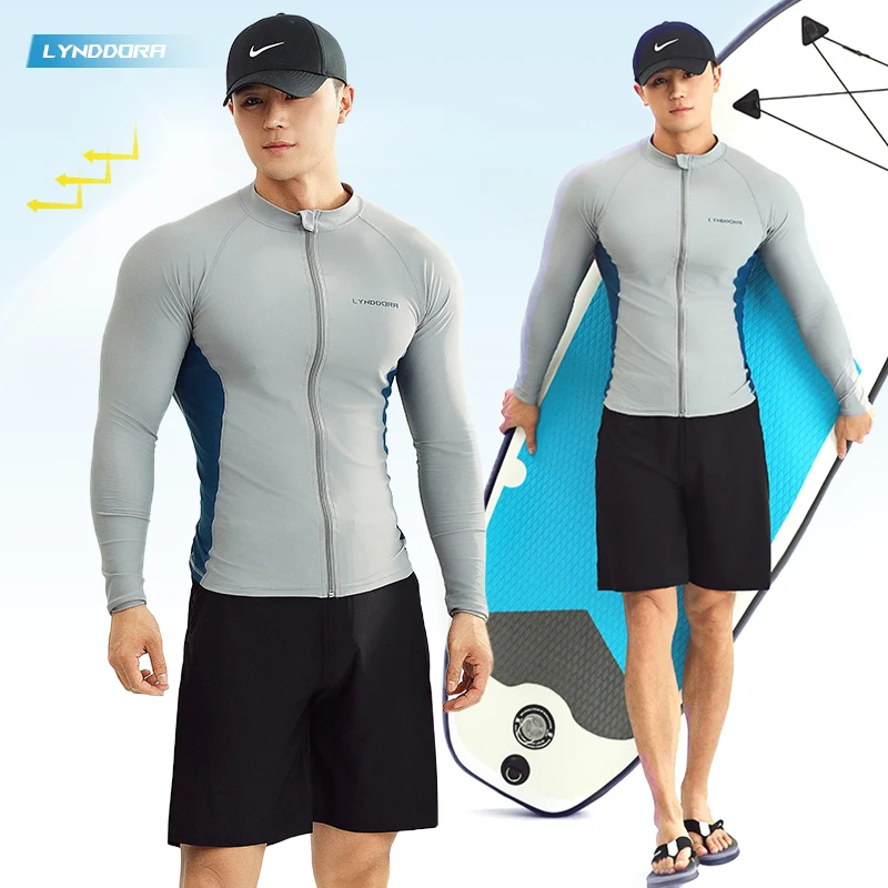 SAILBEE UV Protection Lycra Rashguard Men Long Sleeve Swimsuit Swim Rash Guard Quick Dry Surf Driving T Shirt For New Swimming