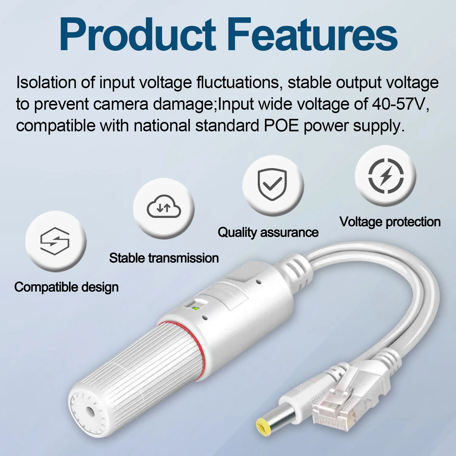 48V to 12V POE Splitter Waterproof  Adapter Active DC Adaptive Separator Cable Supply Module Injector for 100M IP Camera 1.2A 6
