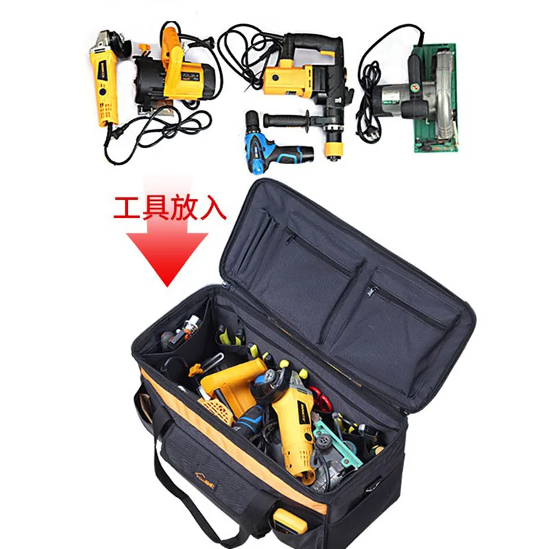 Multi-functional Oxford Cloth Repair Canvas Hardware Toolbox with Wheel Professional Electrician Woodworking Pull Rod Tool Bag