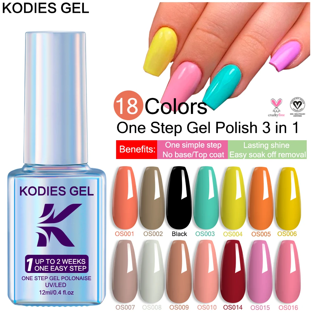Kodies Gel 2023 Nuovo Smalto Per Unghie Gel 3 In 1 One Step Summer Color Gel Vernice Semi Permanente Uv/Led Soak Off Manicure Nails Art