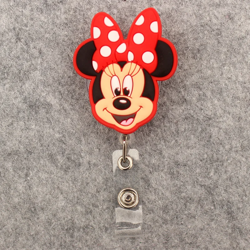 Retractable Badge Reel Badge Holder Retractable ID Tag Retractable ID Lanyard Cartoon Cute Stitch Blue Mouse Retractable Badge Reel For Nurse Doctor Card Holder Office Hospital Name Card Supplies