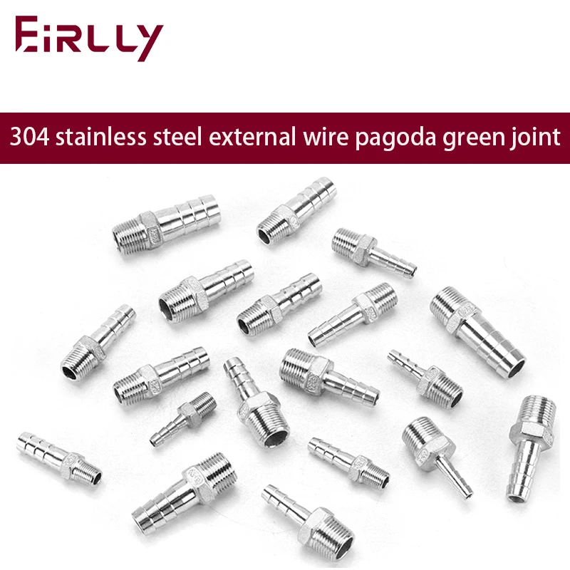 

Hose Barb Connector 304 Stainless Steel 1/8" 1/4" 3/8" 1/2"BSP Male Thread Pipe Fitting Barb Hose Pagoda Coupling Tail Connector