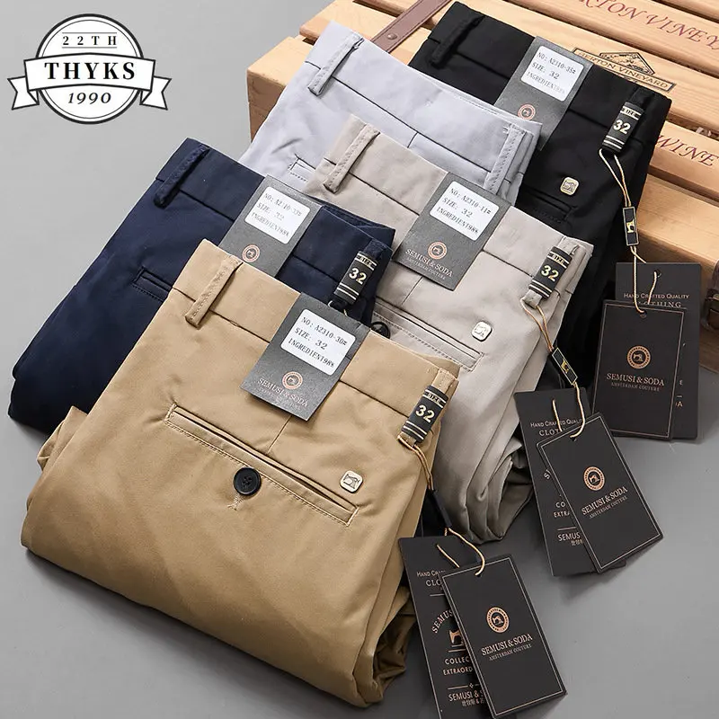

Men Cotton Casual Pant Spring Summer Trousers Loose Breathable Business Leisure Pants Straight Daily Male Pantalones Cargo Baggy